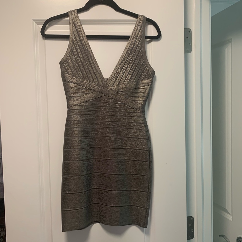 Herve Leger Metallic Bandage Dress Size Small